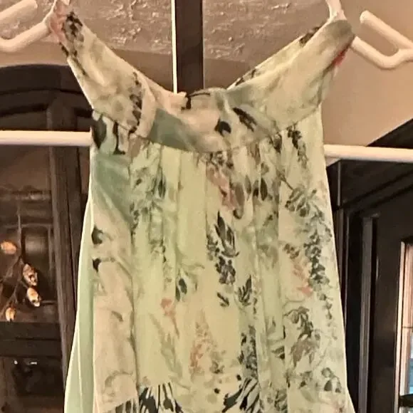 White House Black Market NWOT Romantic Floral Ruffle Maxi Dress Size 14 Large - Picture 4 of 9